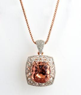 Appraisal: K Rose Gold Pendant with a carat cushion cut pink