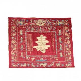 Appraisal: Chinese Embroidered Silk and Gold Altar Wall Hanging Qing dynasty