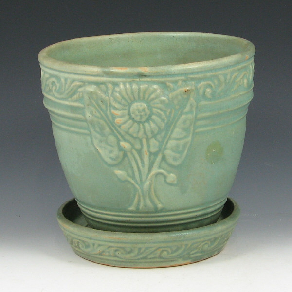 Appraisal: Hull Early Flower Pot w Attached Saucer - Mint Early