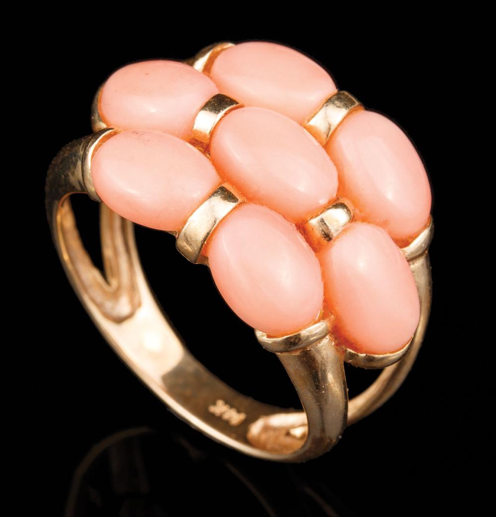 Appraisal: Group of kt Yellow Gold Jewelry incl angleskin coral ring