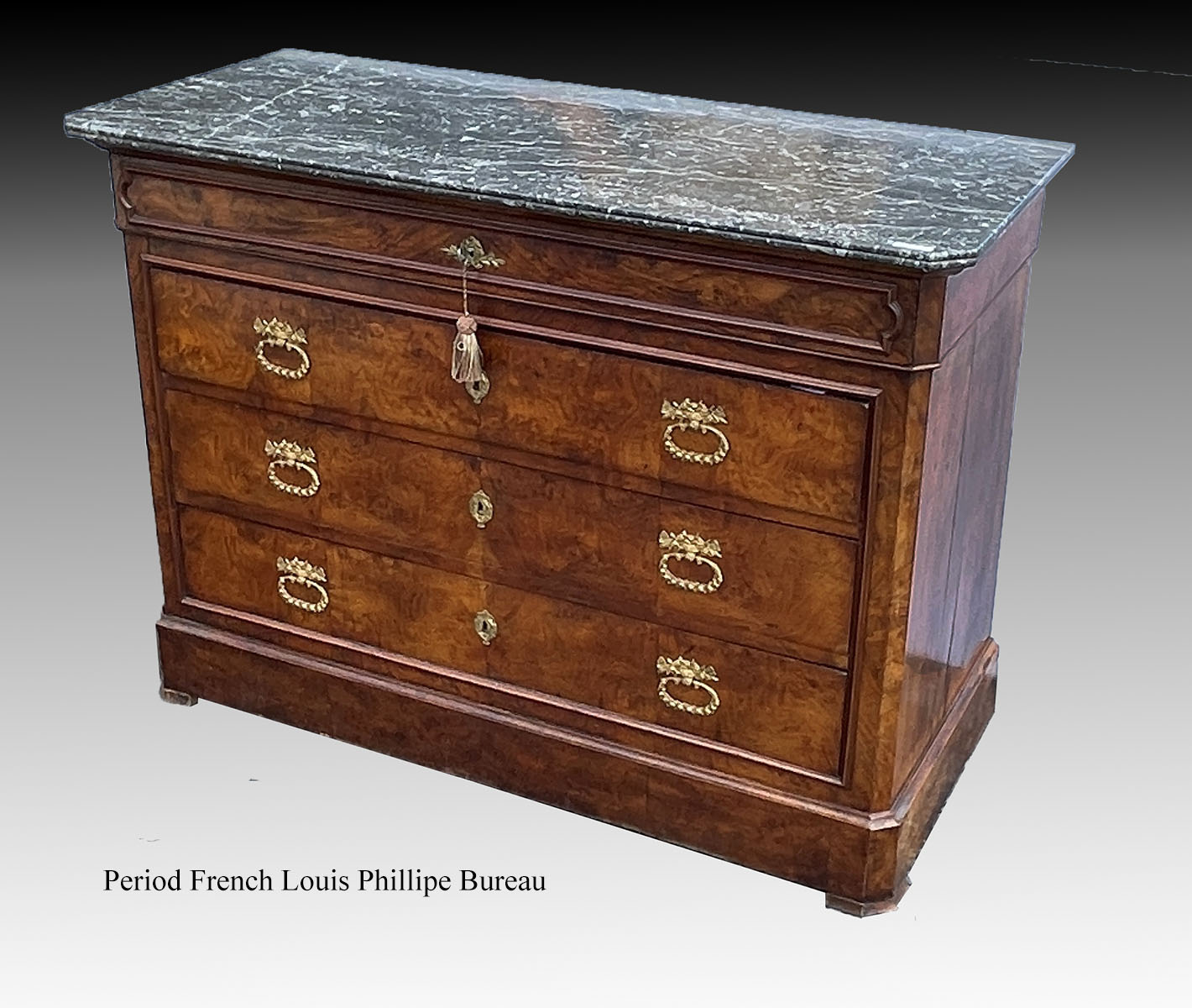 Appraisal: PERIOD LOUIS PHILIPPE MARBLE TOP COMMODE Having drawers with gilt