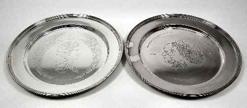 Appraisal: Two Elizabeth II silver dishes commemorating - the Silver Wedding