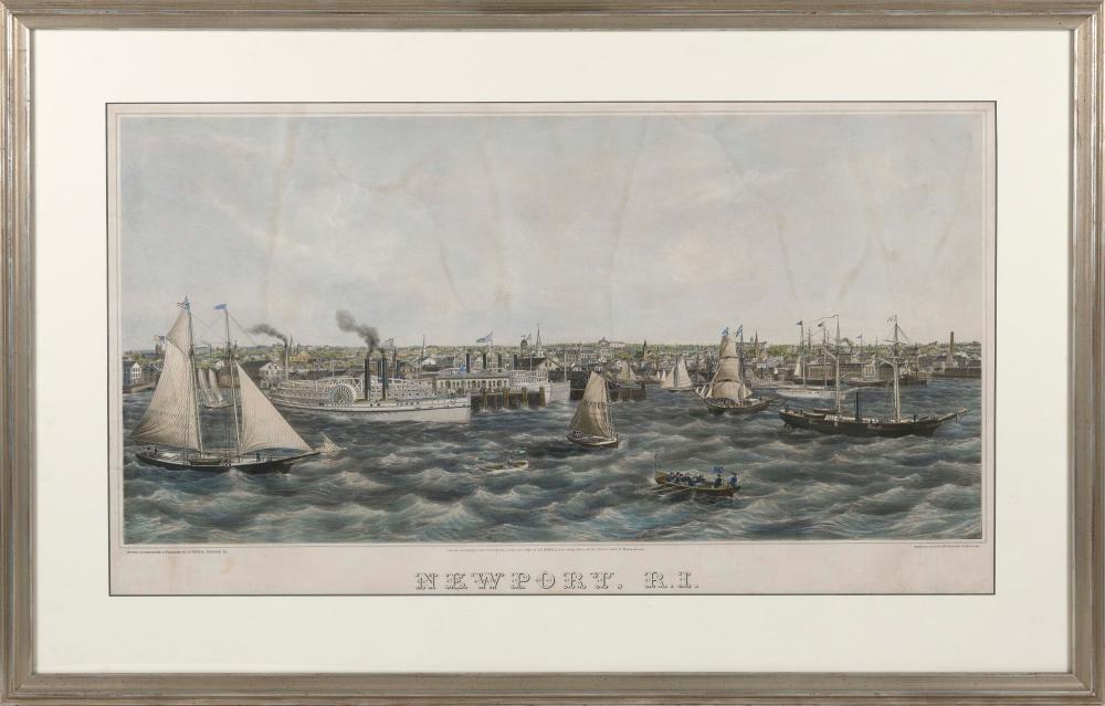 Appraisal: RARE LITHOGRAPH NEWPORT R I TH CENTURY X SIGHT FRAMED