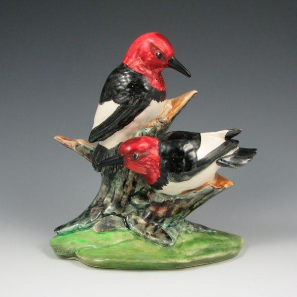 Appraisal: Stangl Double Red Headed Woodpeckers with matte red overglaze color