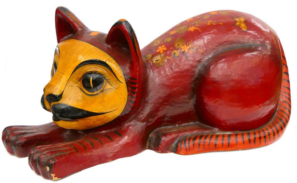 Appraisal: LARGE PAPIER MACHE CAT MANNER OF BUSTAMANTE Measures long X