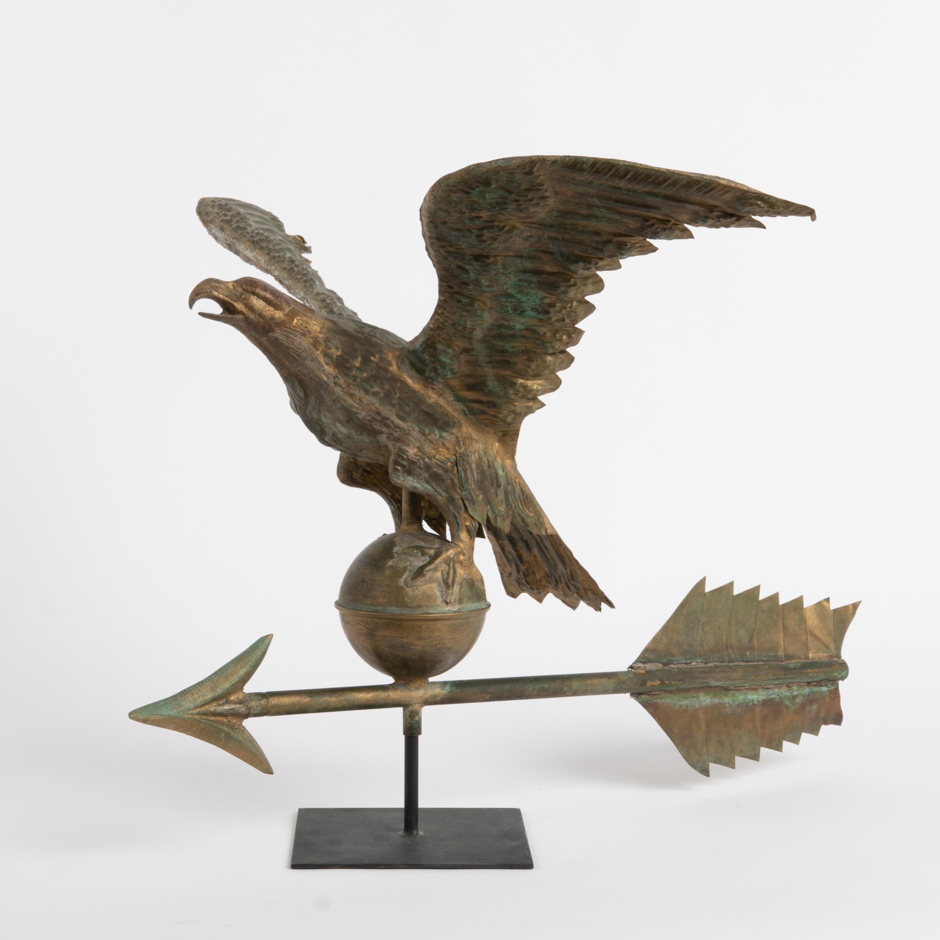 Appraisal: GILT COPPER HOLLOW BODY EAGLE WEATHERVANE A full hollow body