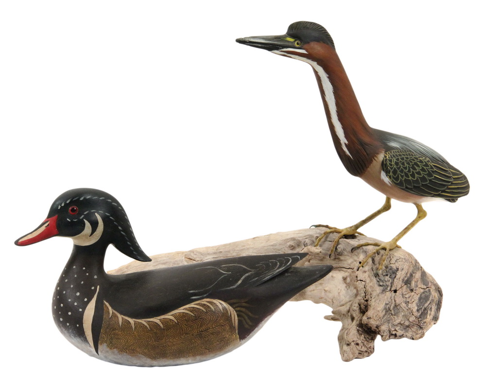 Appraisal: DISPLAY BIRD DECOYS - Lil Green Heron by Steve Hutchens