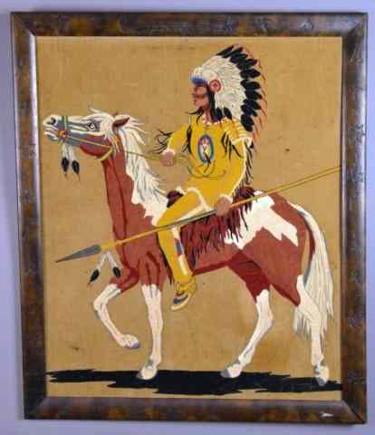 Appraisal: NATIVE AMERICAN PAINTING ON VELVETPainting of native American in headress