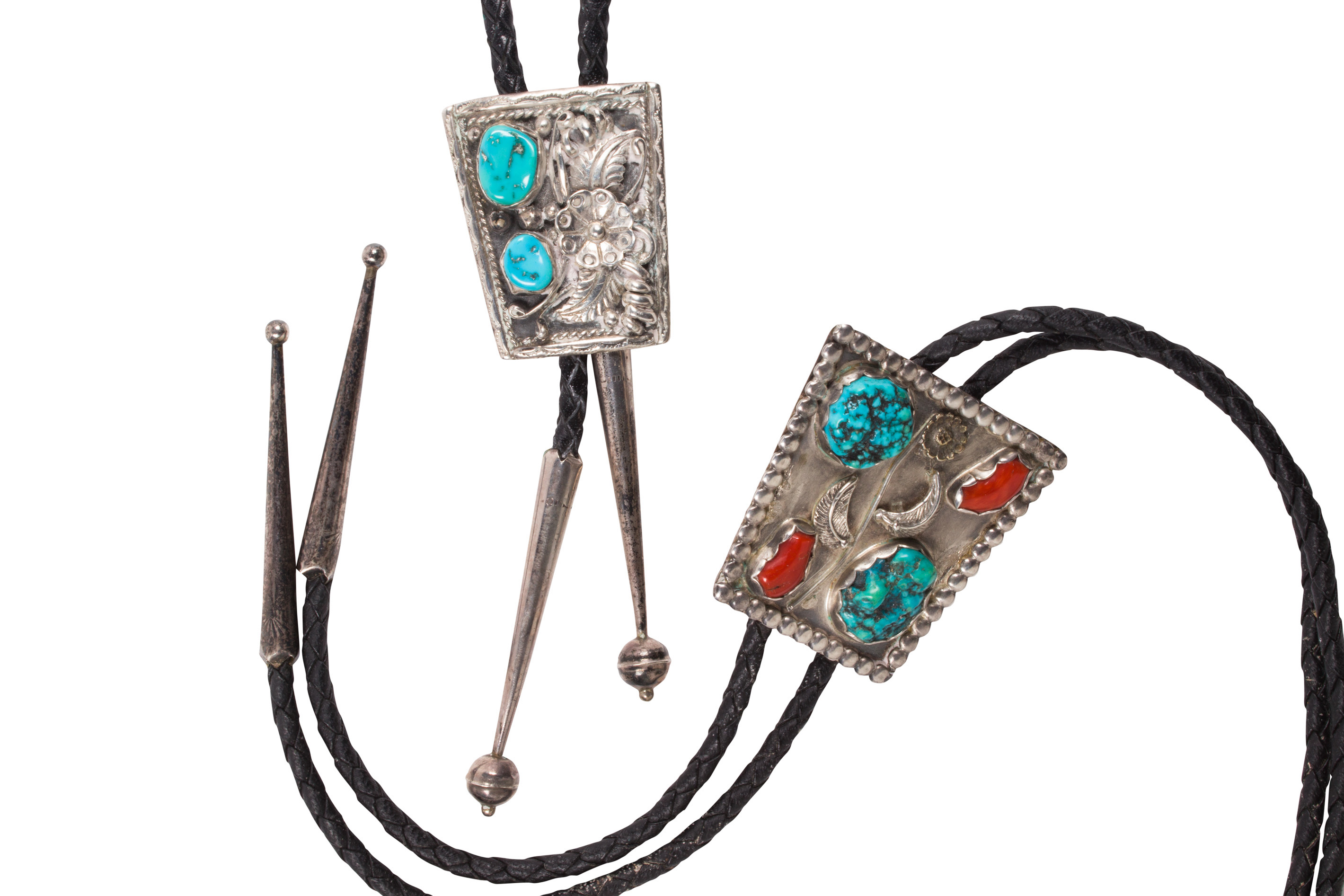 Appraisal: LOT OF NAVAJO TURQUOISE INLAID STERLING BOLO TIES Lot of