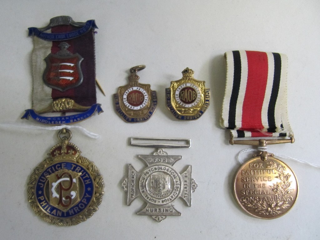 Appraisal: Lot comprising service medal Special Constabulary Order of The Buffalos