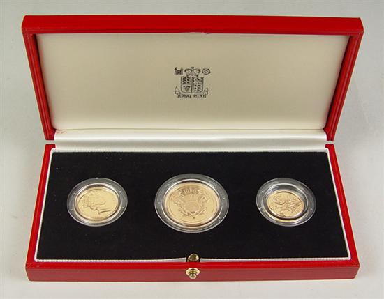 Appraisal: Beautiful United Kingdom Gold Three-Piece Proof Set In mint issued