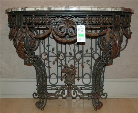 Appraisal: Louis XV Wrought Iron Console Table Estimate -