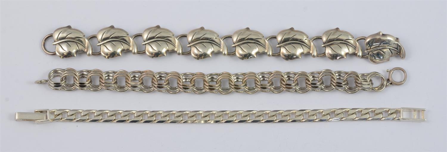 Appraisal: Sterling Silver Bracelets marked Italy and Dane Craft longest -