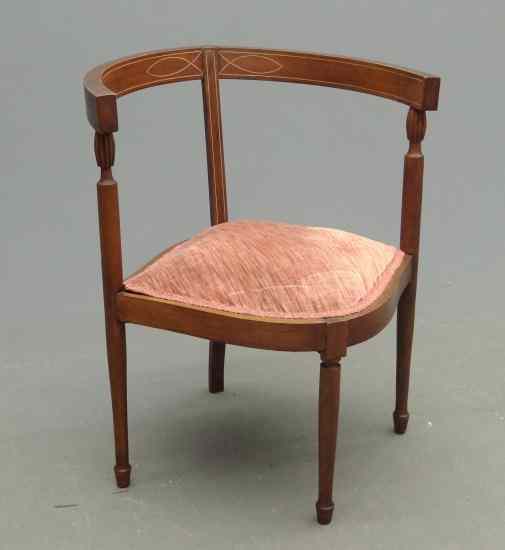 Appraisal: C 's inlaid corner chair '' Overall Ht