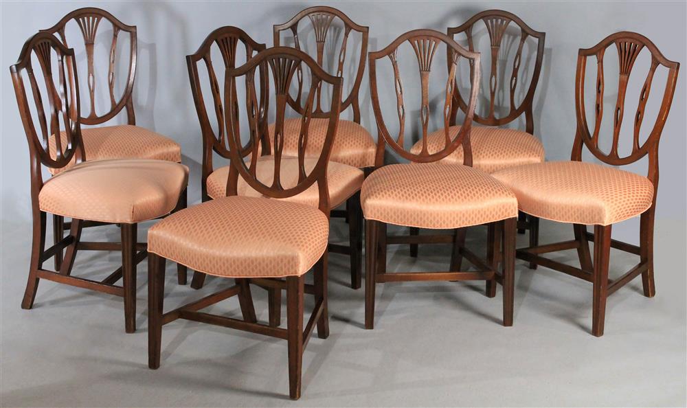 Appraisal: SET OF FOUR MARYLAND FEDERAL CARVED MAHOGANY SHIELD BACK CHAIRS