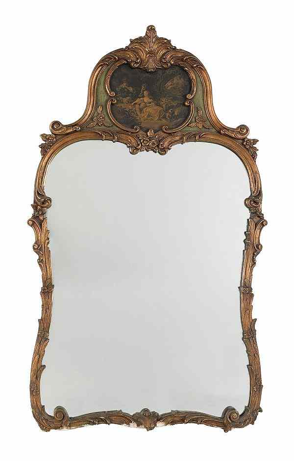 Appraisal: French giltwood mirror th c x