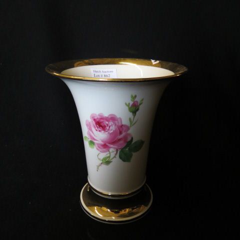 Appraisal: Meissen Porcelain Vase handpainted floral gold trim crossed swords mark