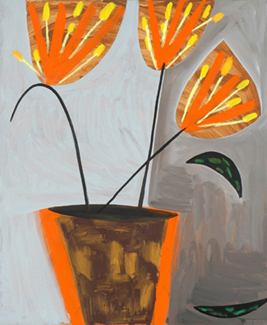 Appraisal: Mark Schaller born Three Orange Flowers oil on linen signed