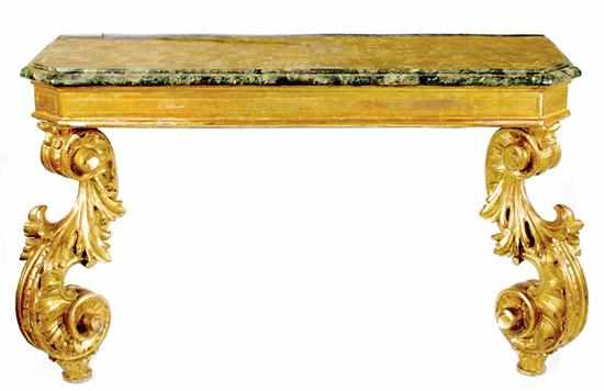 Appraisal: Pair Italian giltwood console tables with faux marble tops th