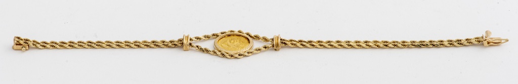 Appraisal: K K YELLOW GOLD CHINESE COIN BRACELET Vintage K K