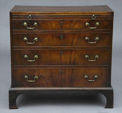 Appraisal: GEORGE III MAHOGANY DIMINUTIVE CHEST OF DRAWERS The rectangular case