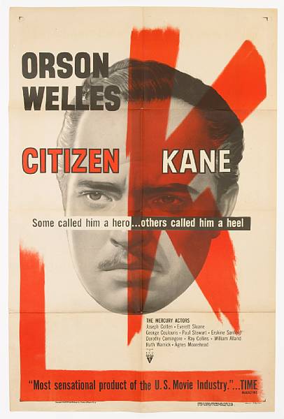 Appraisal: Citizen Kane RKO Radio Pictures R- one-sheet condition B- folded