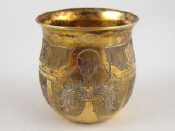 Appraisal: A Russian silver gilt vodka tot of slightly bellied shape