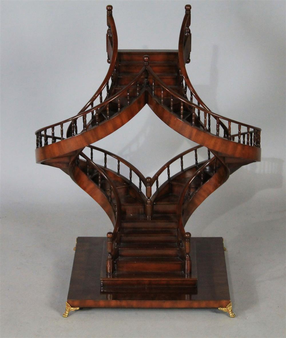 Appraisal: ARCHITECTURAL MODEL STAIRS mahogany double tiered raised on square plinth