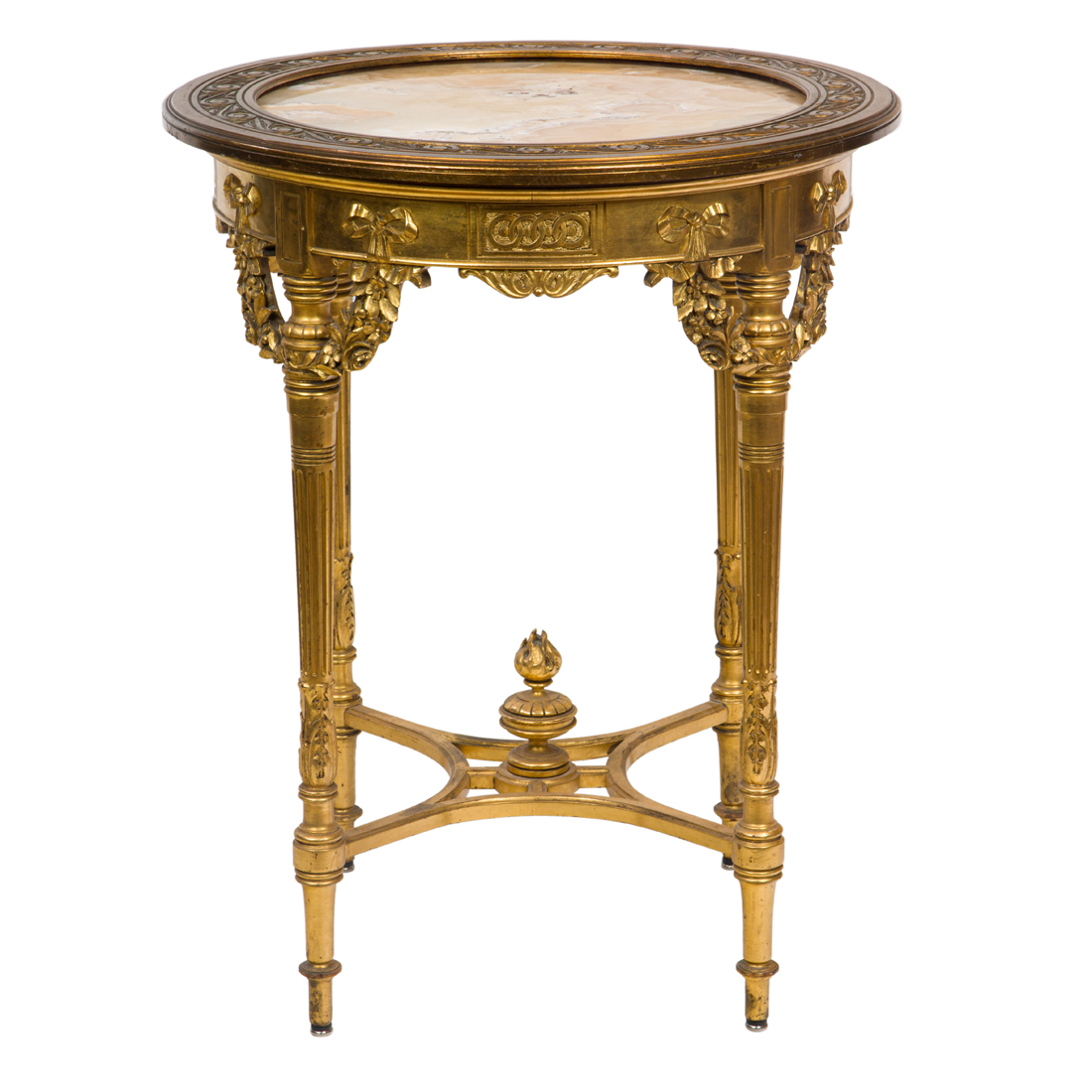 Appraisal: A CONTINENTAL BEAUX ARTS GILTWOOD AND ONYX OCCASIONAL TABLE A