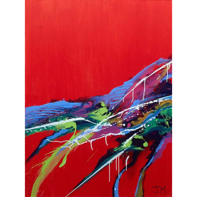 Appraisal: Jeremy Mangerchine - New Orleans Untitled Red Abstract c acrylic