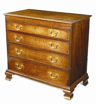 Appraisal: A George III mahogany chest the crossbanded top with an