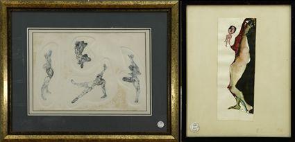 Appraisal: th Century School Five Figure Studies Various media on paper