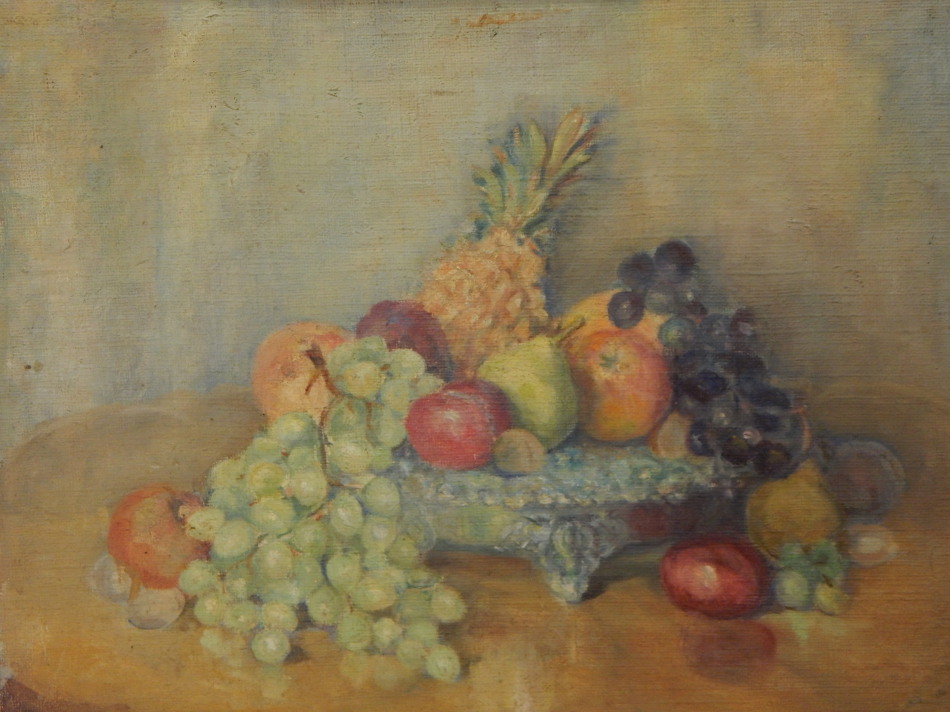 Appraisal: thC British School Fruit still life oil on board cm