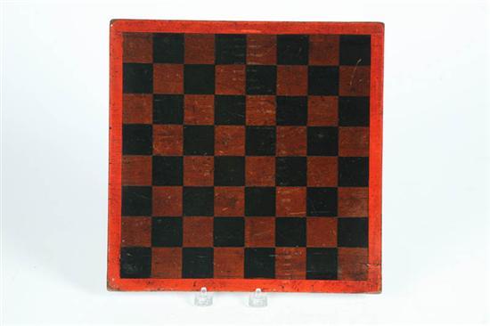 Appraisal: DECORATED GAMEBOARD American late th-early th century cherry Original black