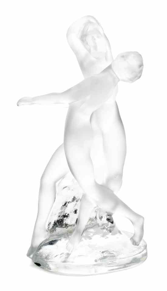 Appraisal: A Lalique Molded and Frosted Glass Figural Group Deux Danseuses