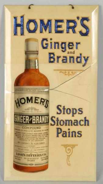 Appraisal: Tin over Cardboard Homer's Ginger Brandy Sign Description Beautiful image