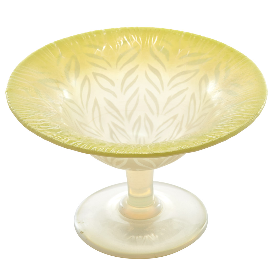 Appraisal: Louis C Tiffany Furnaces Inc Favrile Pastel Glass Compote Circa