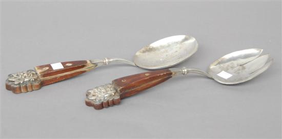 Appraisal: NEPALESE SILVER SERVING SET Comprising of a fork and spoon