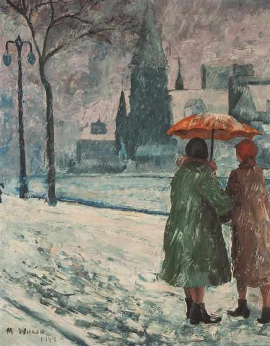 Appraisal: May Wilson American - City Scene in Winter oil on