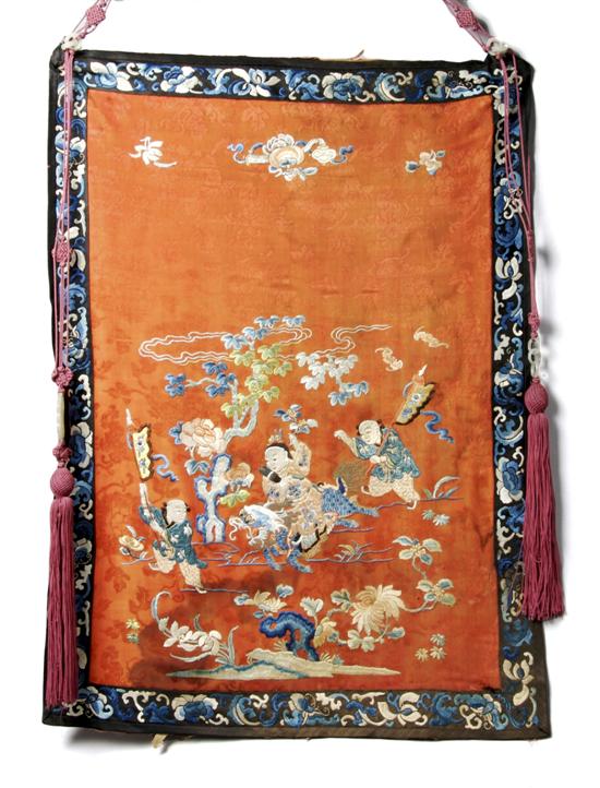 Appraisal: A Chinese Embroidered Wall Hanging Height x width inches