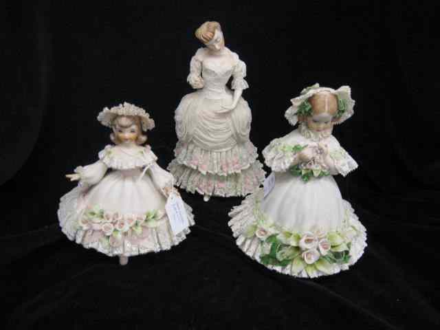 Appraisal: Fine Lace Figurines of Lady Girls '' to '' elaborate