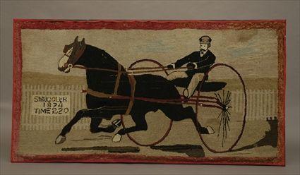 Appraisal: Hooked Rug mounted on Board Smuggler Time