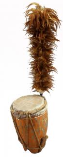 Appraisal: Tribal African Drum Animal Skin Cover Tribal African Drum Animal