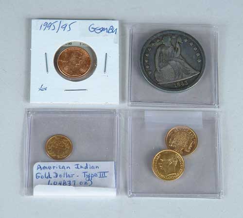 Appraisal: COIN LOT OF FIVE COINS Lot includes two kroner gold