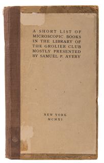 Appraisal: Miniature Books Grolier Club A Short List of Microscopic Books