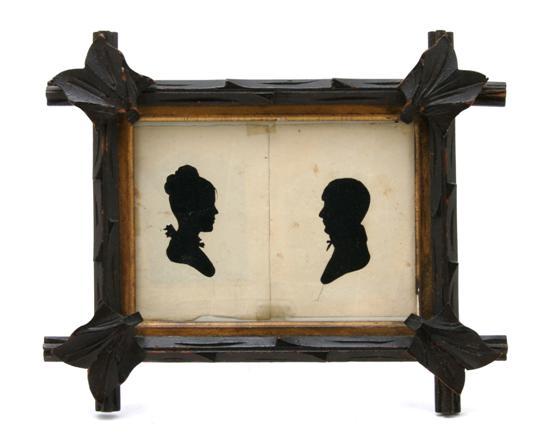 Appraisal: Pair of Silhouettes depicting a lady and a gentleman set