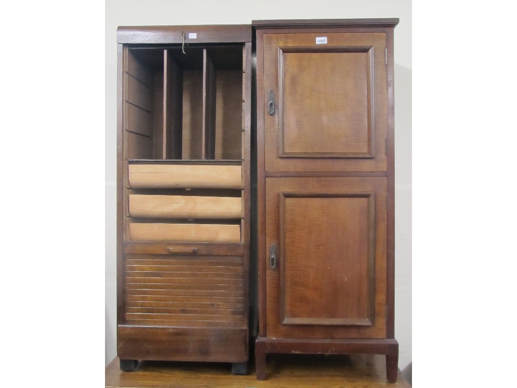 Appraisal: Music cabinet with tambour shutter and another