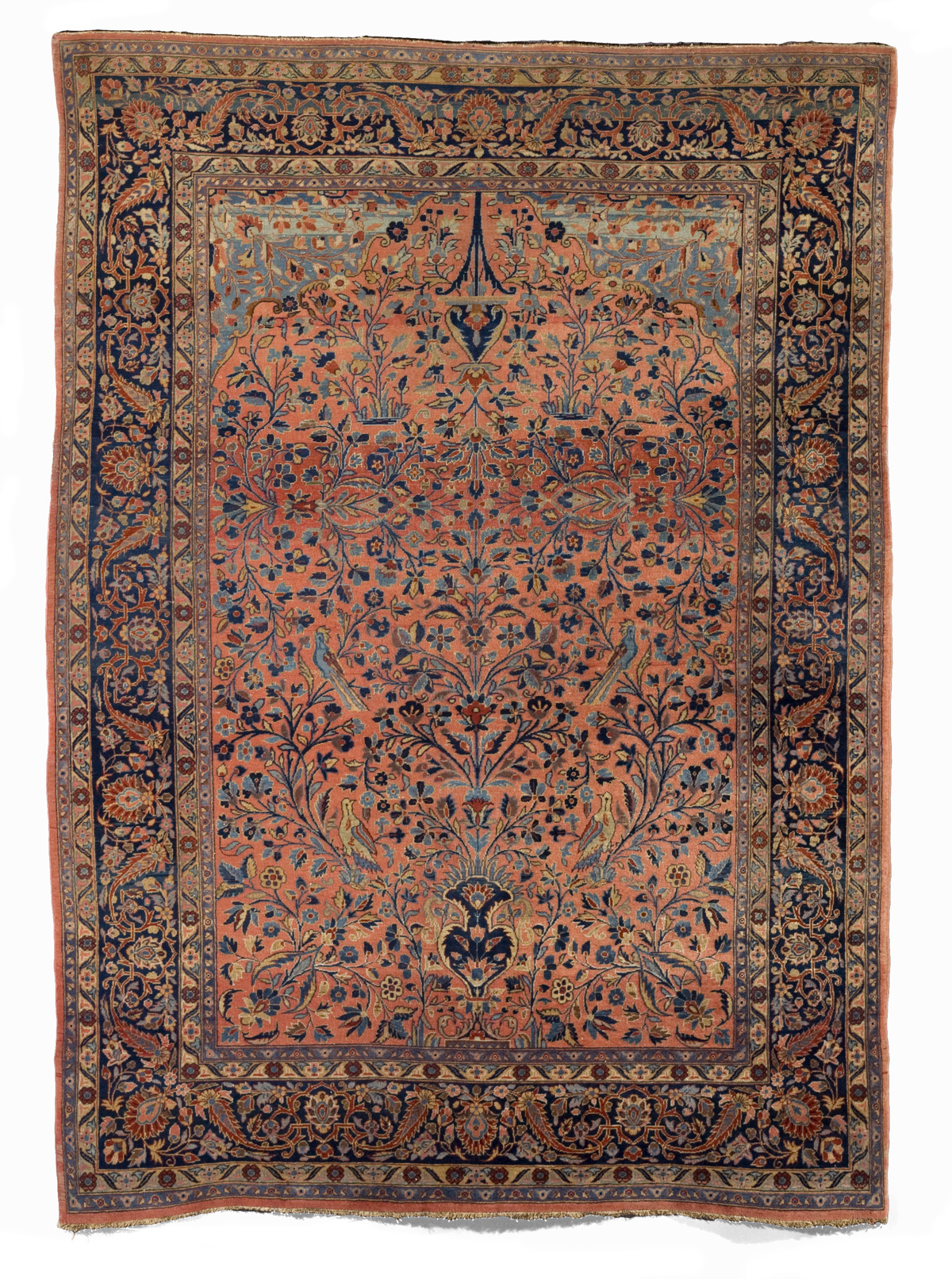 Appraisal: KASHAN PRAYER RUG CENTRAL PERSIA CIRCA The abrashed cranberry red