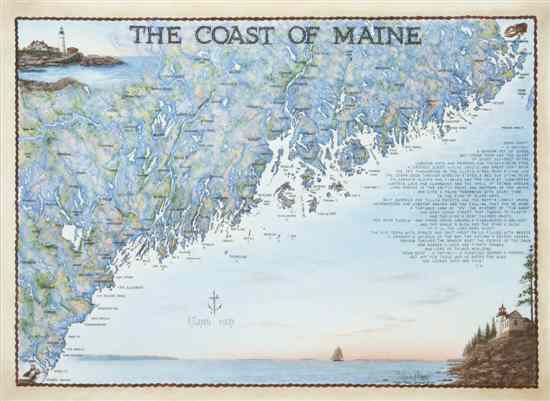 Appraisal: Terry Moore American th century The Coast of Maine chromolithograph