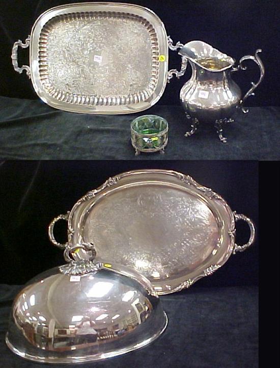 Appraisal: Silverplate including large dome food cover two trays along with